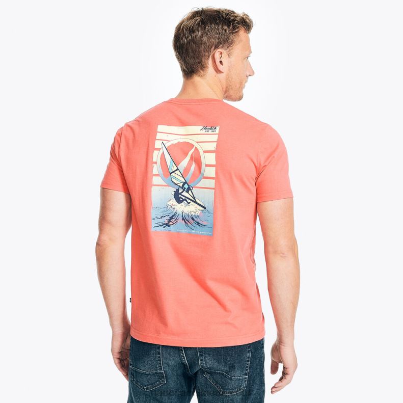 Nautica Big & Tall Sustainably Crafted Surfing Graphic T-Shirt L6J4L627 Glory Red Men