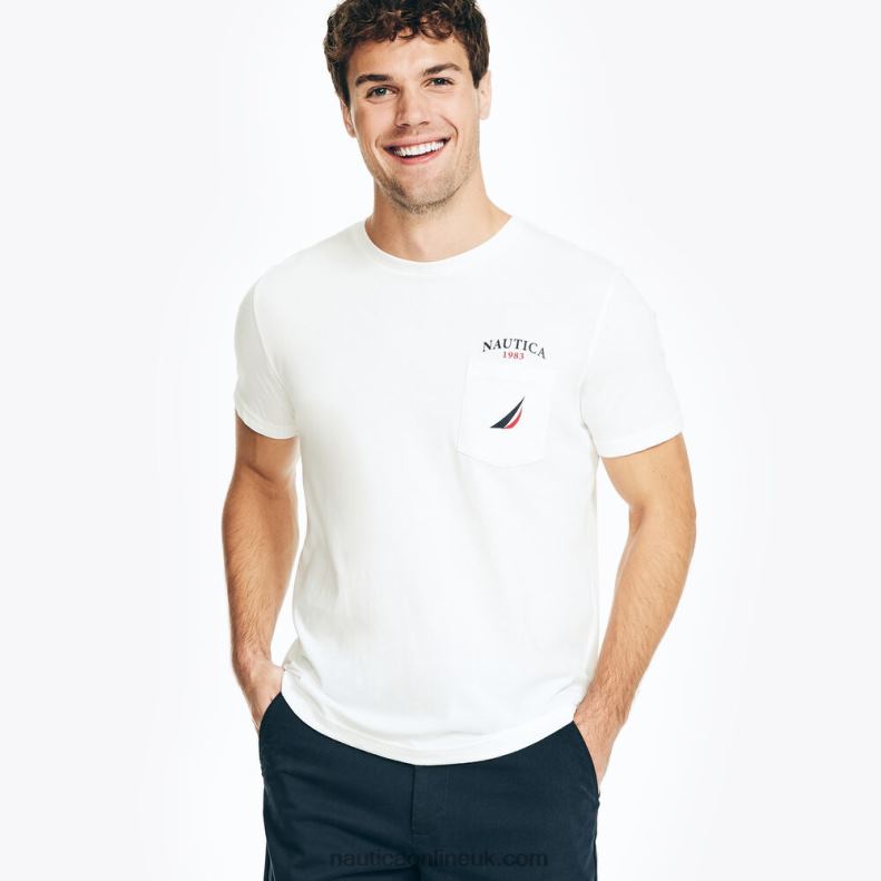 Nautica Big & Tall Sustainably Crafted Yacht Club Pocket Graphic T-Shirt L6J4L428 Bright White Men