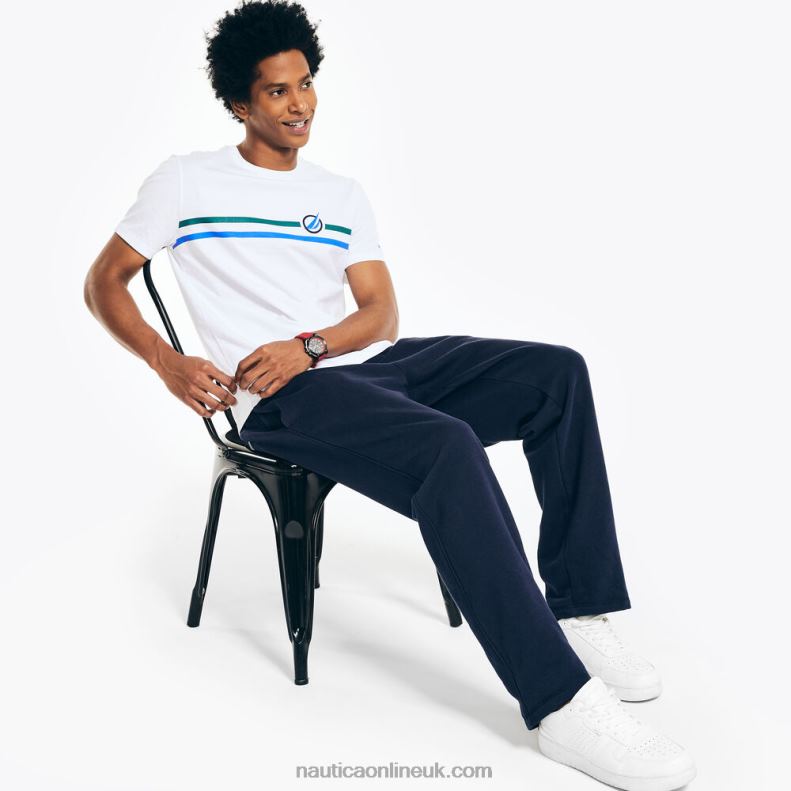 Nautica Chest-Stripe Crewneck T-Shirt L6J4L417 Bright White Men