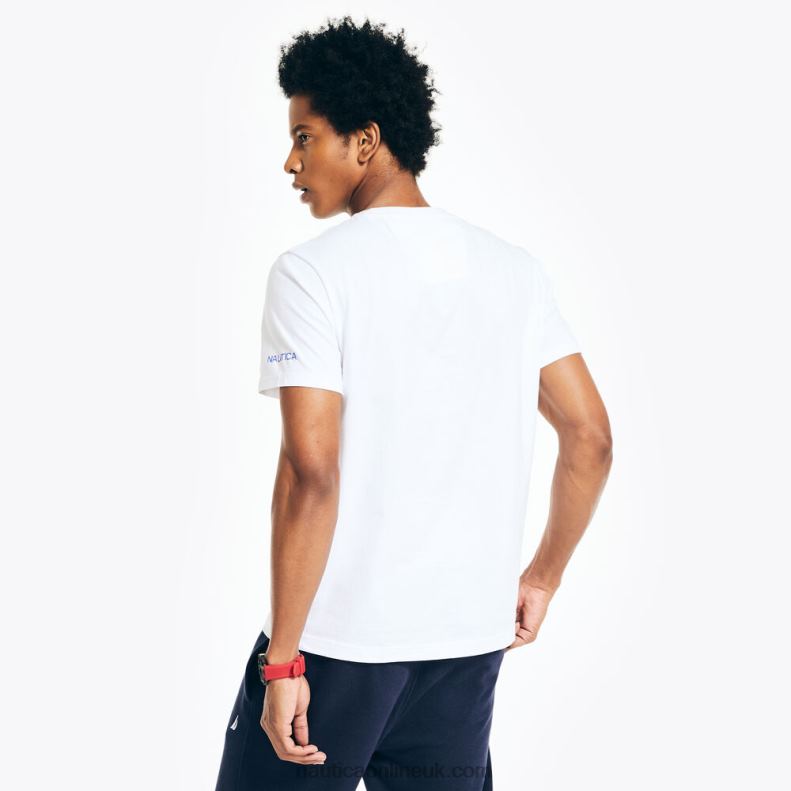 Nautica Chest-Stripe Crewneck T-Shirt L6J4L417 Bright White Men