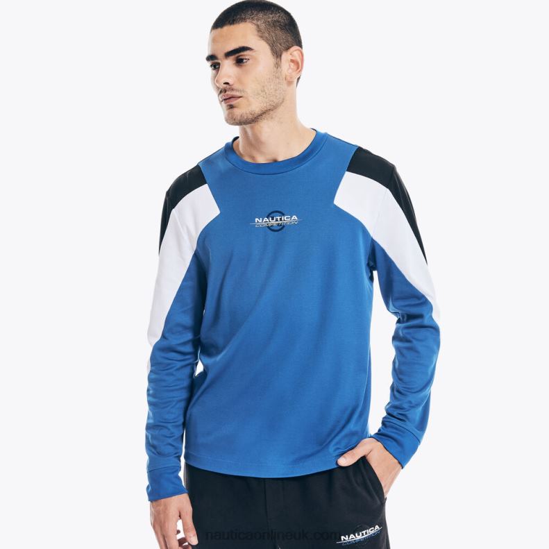 Nautica Competition Sustainably Crafted Graphic Long-Sleeve T-Shirt L6J4L203 Bright Cobalt Men