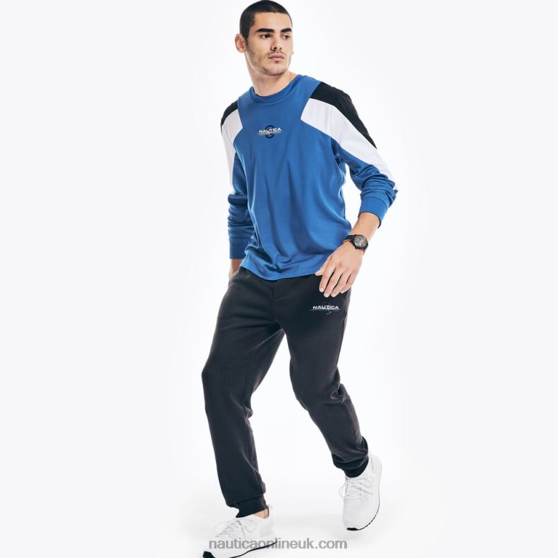 Nautica Competition Sustainably Crafted Graphic Long-Sleeve T-Shirt L6J4L203 Bright Cobalt Men