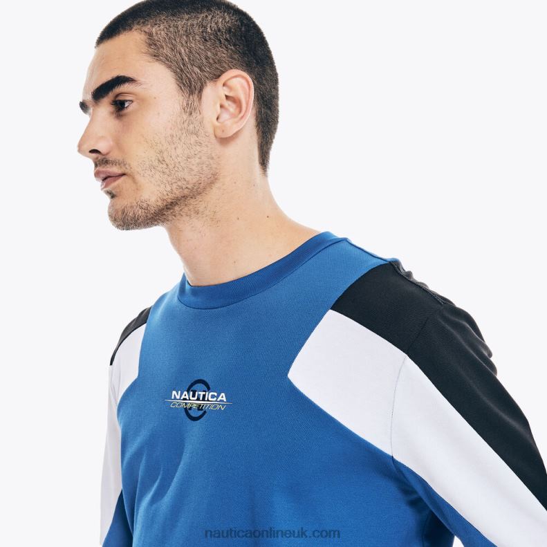 Nautica Competition Sustainably Crafted Graphic Long-Sleeve T-Shirt L6J4L203 Bright Cobalt Men