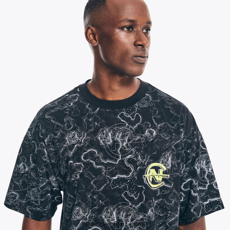 Nautica Competition Sustainably Crafted Printed T-Shirt L6J4L520 True Black Men