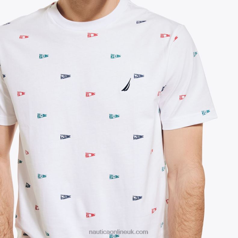 Nautica Flag Print Crewneck T-Shirt L6J4L292 Bright White Men