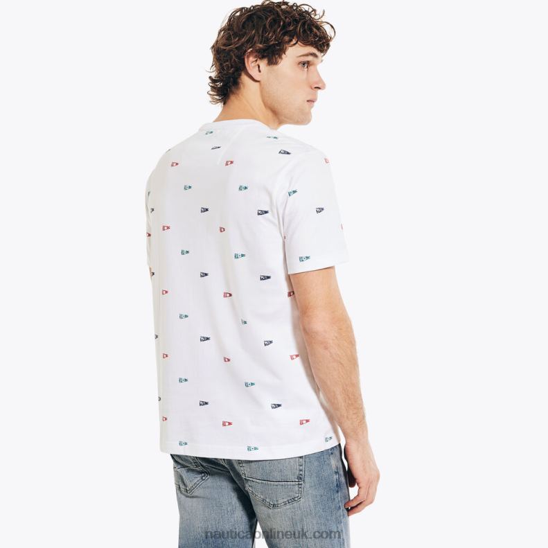 Nautica Flag Print Crewneck T-Shirt L6J4L292 Bright White Men