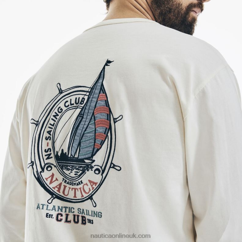 Nautica Long-Sleeve Graphic T-Shirt L6J4L591 White Cap Men