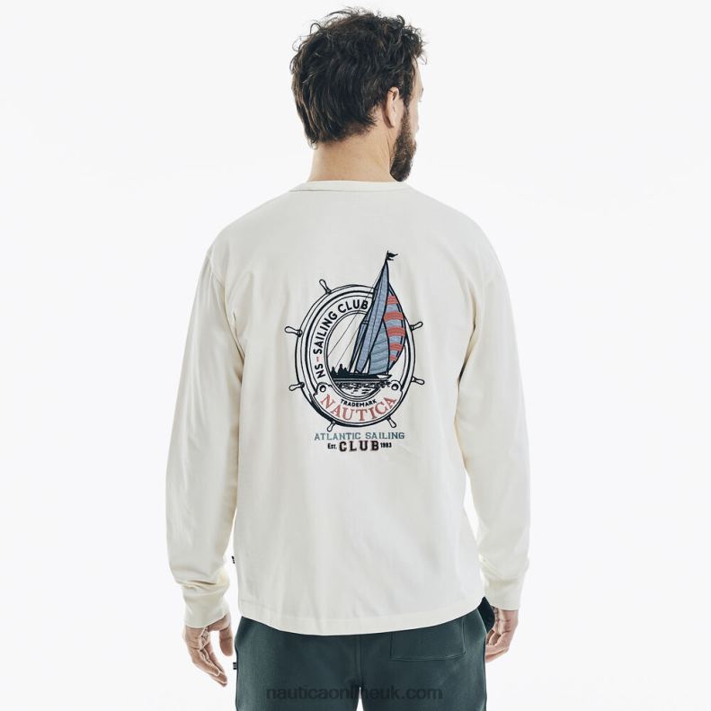 Nautica Long-Sleeve Graphic T-Shirt L6J4L591 White Cap Men