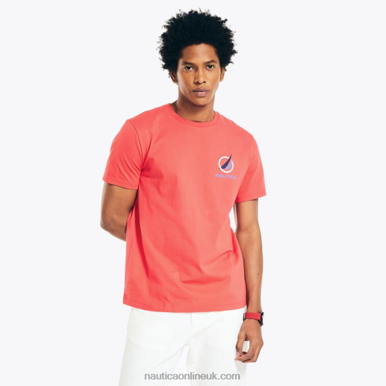 Nautica Oversized J-Class Logo T-Shirt L6J4L432 Dark Coral Cape Men