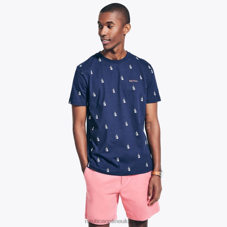 Nautica Printed Logo Crewneck T-Shirt L6J4L529 Navy Men