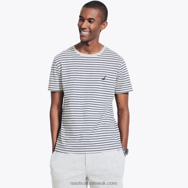 Nautica Striped Crewneck T-Shirt L6J4L47 Grey Heather Men