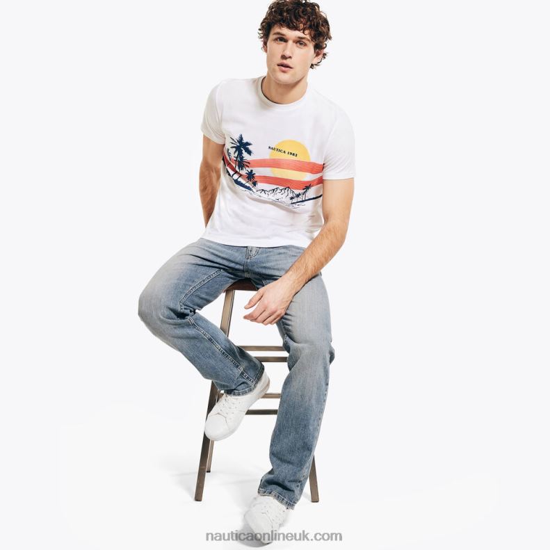 Nautica Sustainably Crafted Beach Vibes Graphic T-Shirt L6J4L662 Bright White Men