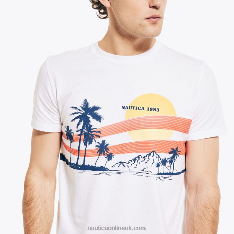 Nautica Sustainably Crafted Beach Vibes Graphic T-Shirt L6J4L662 Bright White Men