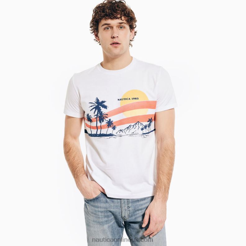 Nautica Sustainably Crafted Beach Vibes Graphic T-Shirt L6J4L662 Bright White Men