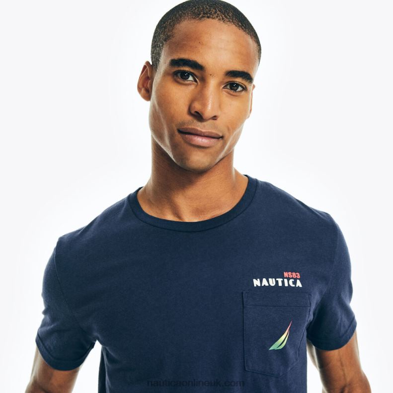 Nautica Sustainably Crafted Big & Tall Logo Pocket T-Shirt L6J4L567 Stellar Blue Heather Men