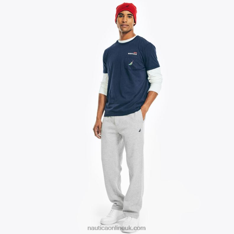 Nautica Sustainably Crafted Big & Tall Logo Pocket T-Shirt L6J4L567 Stellar Blue Heather Men