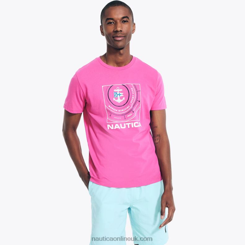 Nautica Sustainably Crafted Compass Graphic T-Shirt L6J4L137 Rockaway Red Men