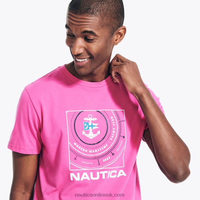 Nautica Sustainably Crafted Compass Graphic T-Shirt L6J4L137 Rockaway Red Men