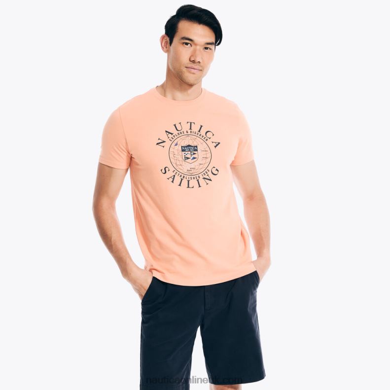Nautica Sustainably Crafted Explore Discover Graphic T-Shirt L6J4L87 Orange2 Men