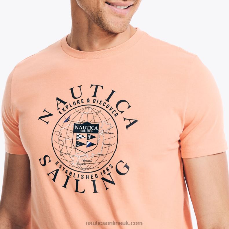 Nautica Sustainably Crafted Explore Discover Graphic T-Shirt L6J4L87 Orange2 Men