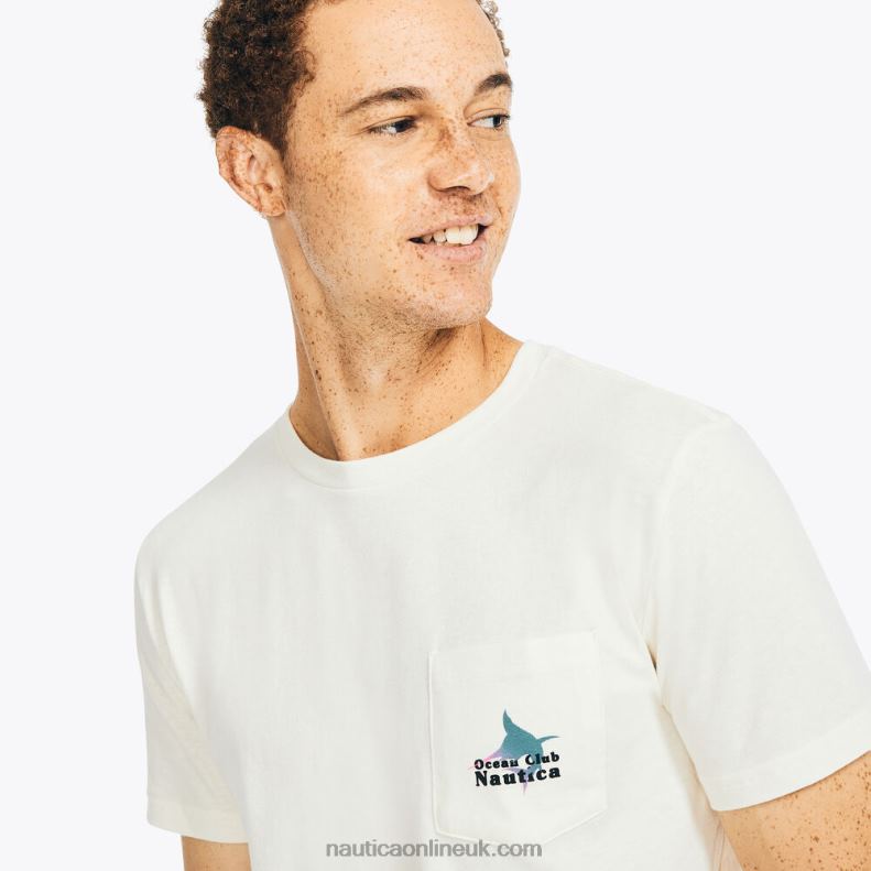 Nautica Sustainably Crafted Fishing Graphic T-Shirt L6J4L133 Sail Cream Men