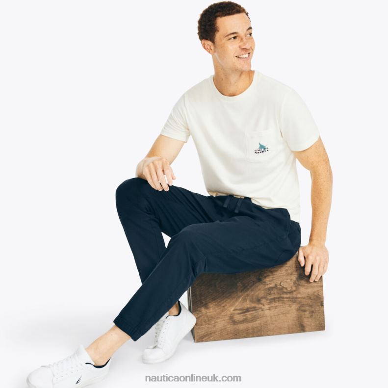 Nautica Sustainably Crafted Fishing Graphic T-Shirt L6J4L133 Sail Cream Men