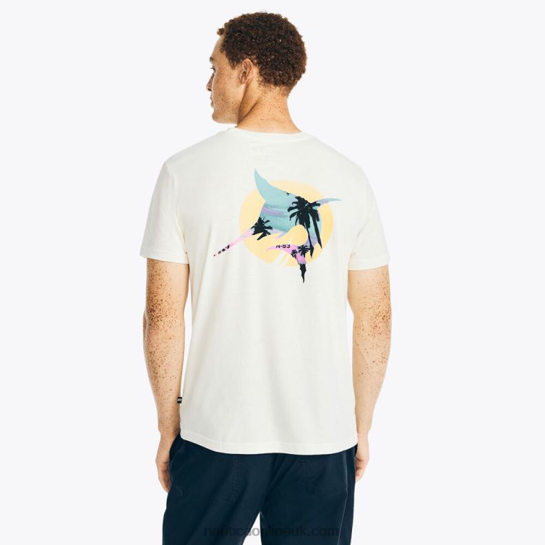 Nautica Sustainably Crafted Fishing Graphic T-Shirt L6J4L133 Sail Cream Men