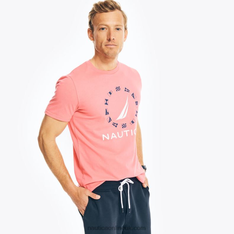 Nautica Sustainably Crafted Flag Graphic T-Shirt L6J4L700 Teaberry Men