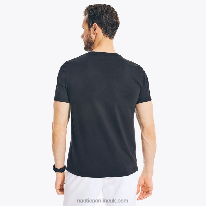 Nautica Sustainably Crafted Flags Graphic T-Shirt L6J4L714 True Black Men