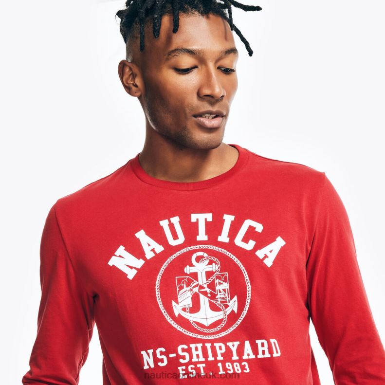 Nautica Sustainably Crafted Graphic Long-Sleeve T-Shirt L6J4L153 Nautica Red Men
