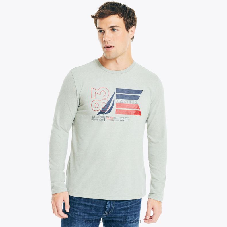 Nautica Sustainably Crafted Graphic Long-Sleeve T-Shirt L6J4L163 Grey Heather Men