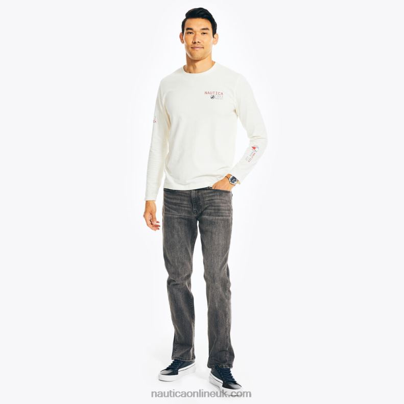 Nautica Sustainably Crafted Graphic Long-Sleeve T-Shirt L6J4L217 Sail Cream Men