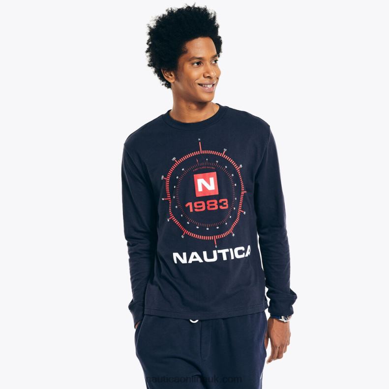 Nautica Sustainably Crafted Graphic Long-Sleeve T-Shirt L6J4L554 Navy Men
