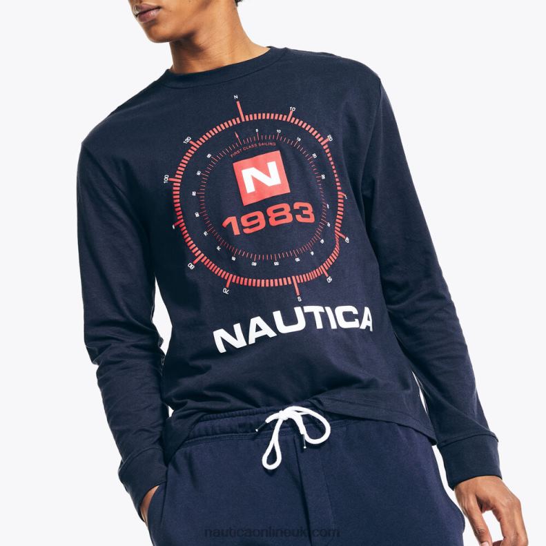 Nautica Sustainably Crafted Graphic Long-Sleeve T-Shirt L6J4L554 Navy Men