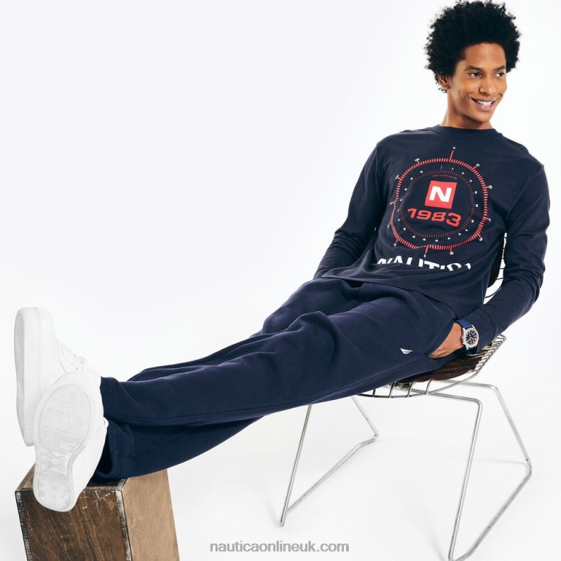 Nautica Sustainably Crafted Graphic Long-Sleeve T-Shirt L6J4L554 Navy Men