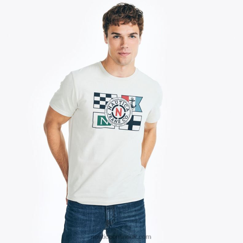 Nautica Sustainably Crafted Jeans Co. Flag Graphic T-Shirt L6J4L433 Oatmeal Heather Men