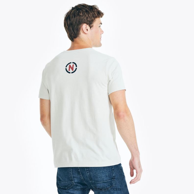 Nautica Sustainably Crafted Jeans Co. Flag Graphic T-Shirt L6J4L433 Oatmeal Heather Men
