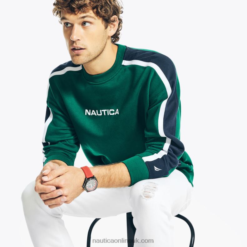 Nautica Sustainably Crafted Logo Crewneck T-Shirt L6J4L294 Cosmic Fern Men