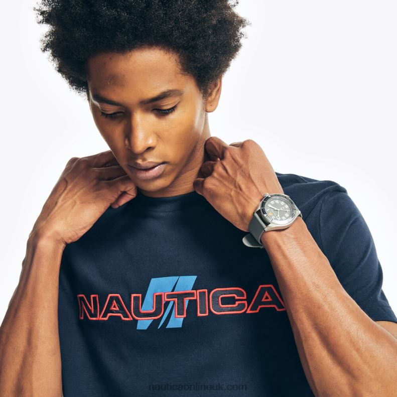 Nautica Sustainably Crafted Logo Graphic T-Shirt L6J4L229 Navy Men