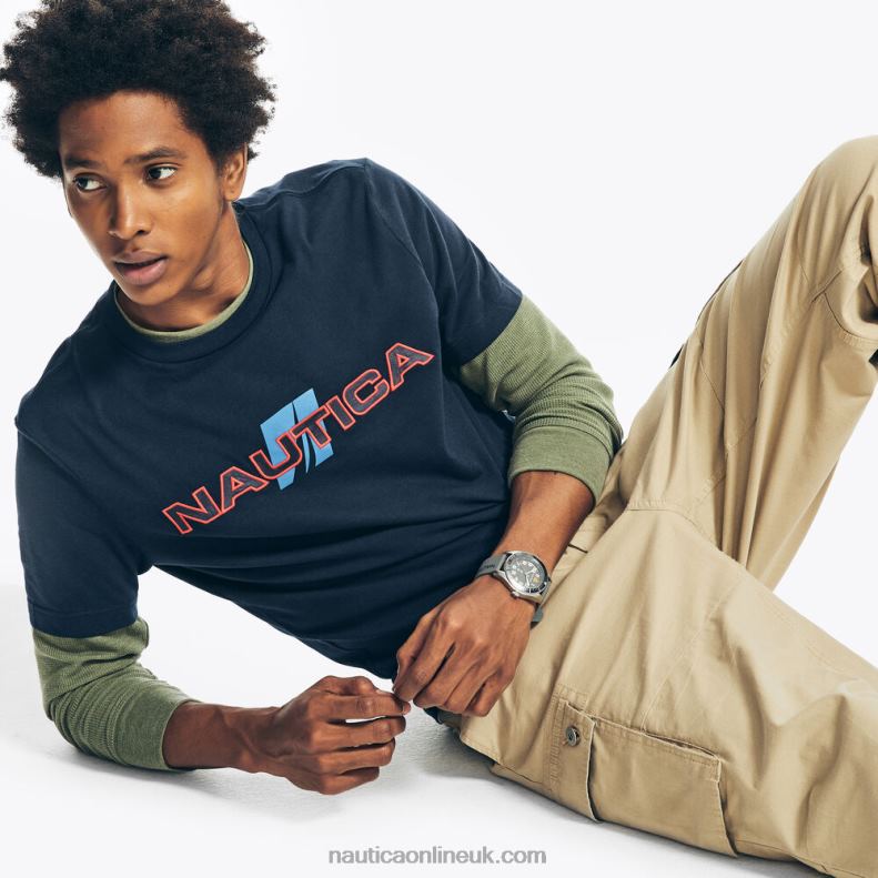 Nautica Sustainably Crafted Logo Graphic T-Shirt L6J4L229 Navy Men