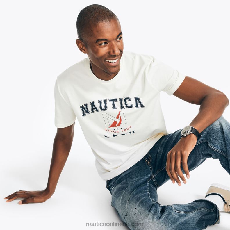 Nautica Sustainably Crafted Logo Graphic T-Shirt L6J4L450 Sail Cream Men