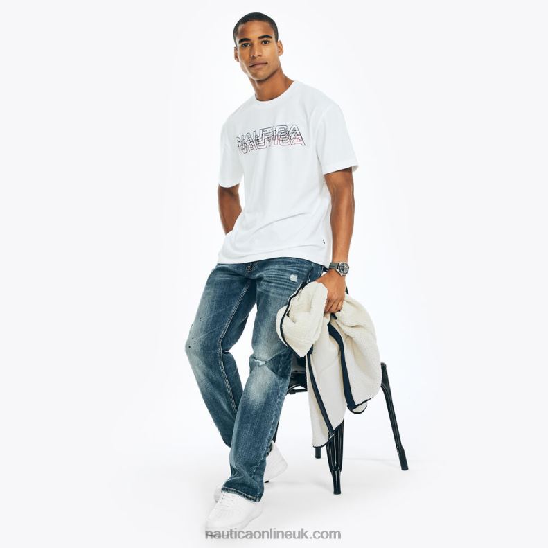 Nautica Sustainably Crafted Logo Graphic T-Shirt L6J4L536 Sail White Men