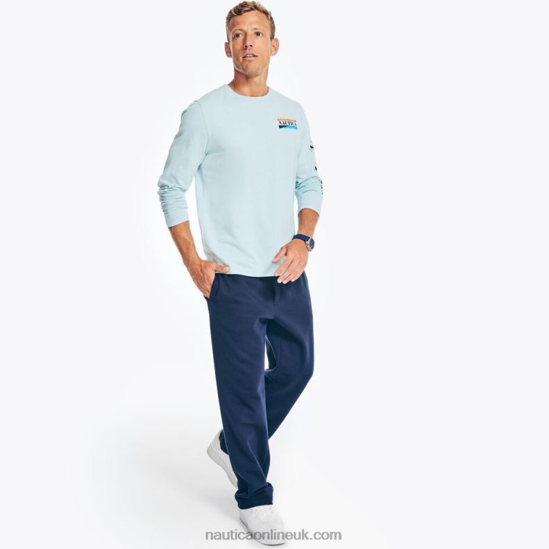 Nautica Sustainably Crafted Long-Sleeve Graphic T-Shirt L6J4L254 Crest Blue Men