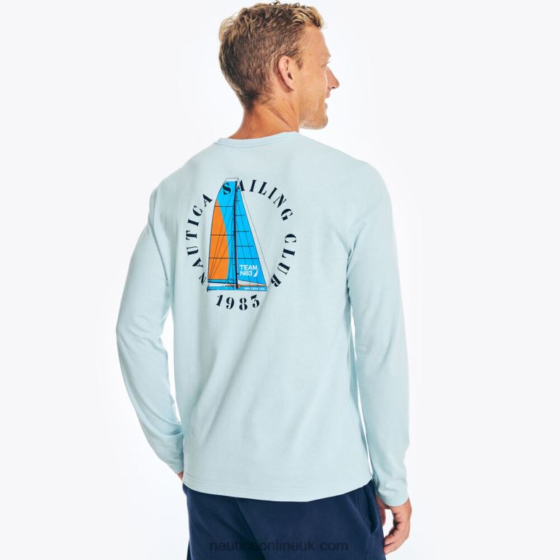 Nautica Sustainably Crafted Long-Sleeve Graphic T-Shirt L6J4L254 Crest Blue Men