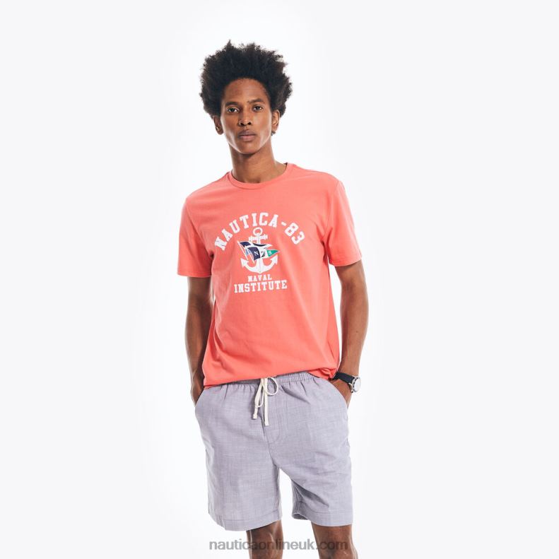 Nautica Sustainably Crafted Naval Institute Graphic T-Shirt L6J4L631 Glory Red Men