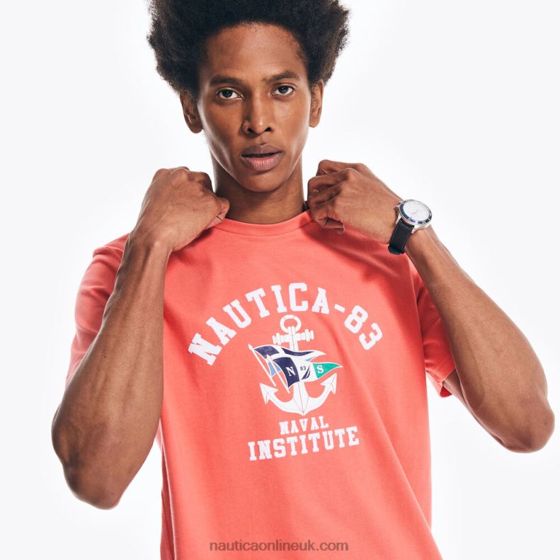Nautica Sustainably Crafted Naval Institute Graphic T-Shirt L6J4L631 Glory Red Men
