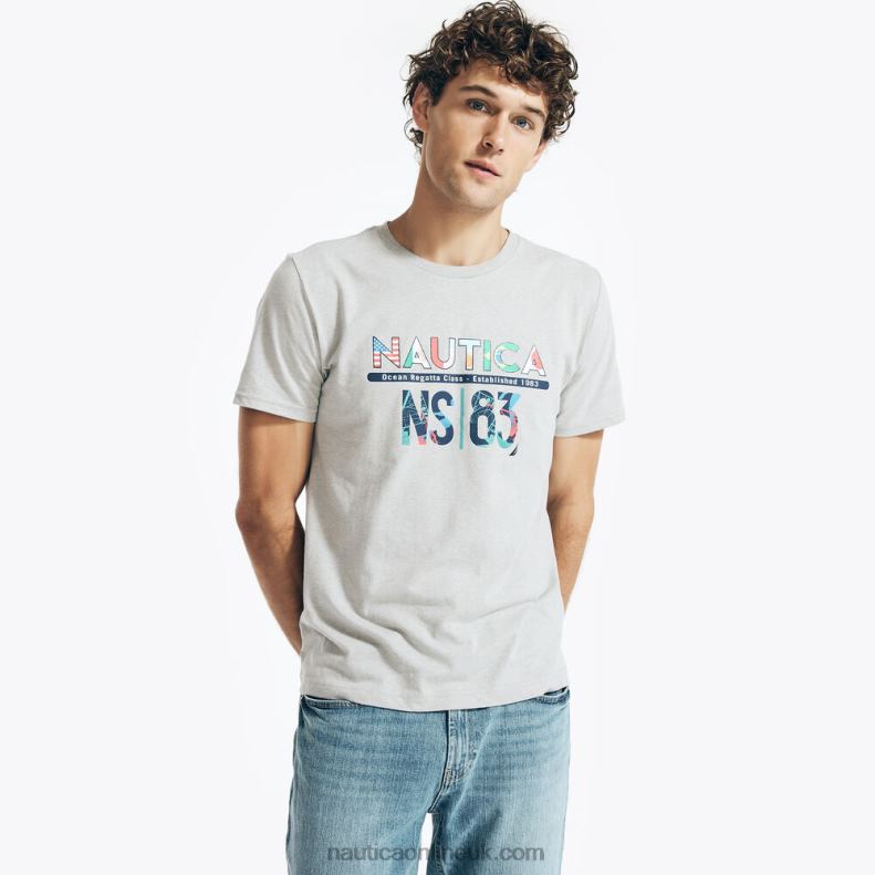 Nautica Sustainably Crafted Ocean Regatta Graphic T-Shirt L6J4L102 Grey Heather Men