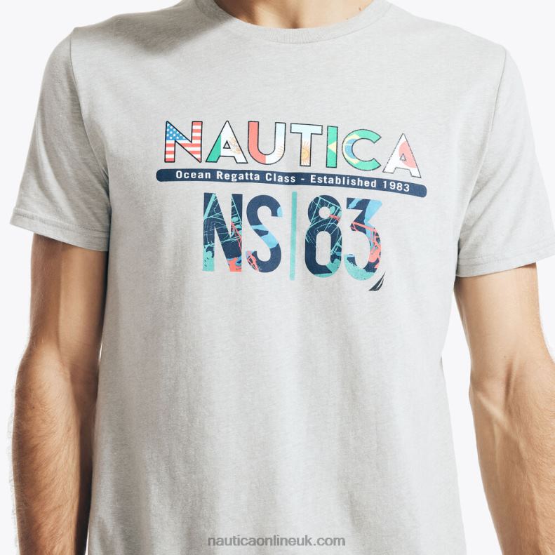 Nautica Sustainably Crafted Ocean Regatta Graphic T-Shirt L6J4L102 Grey Heather Men