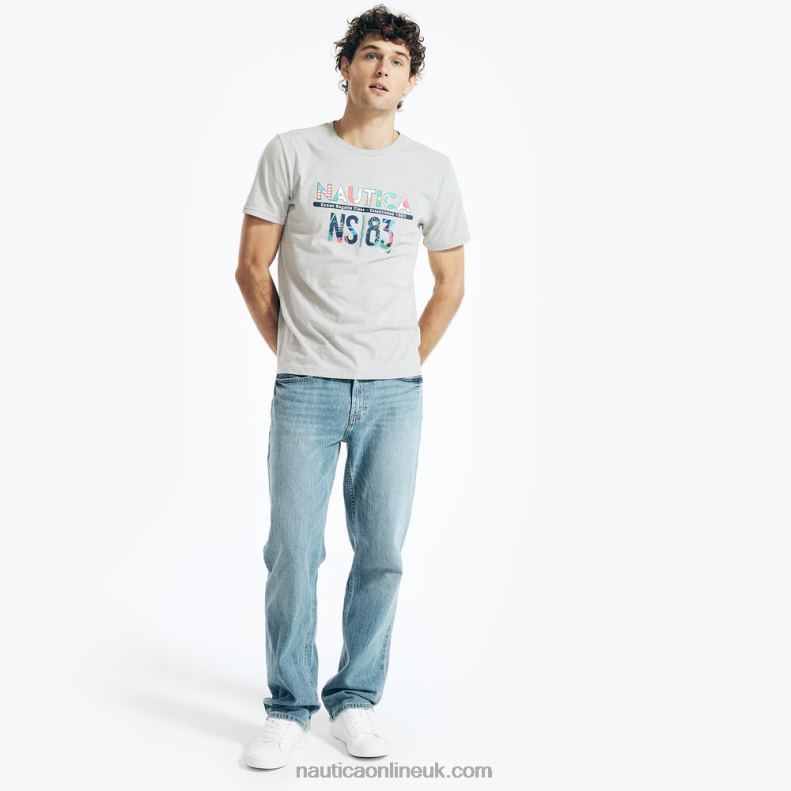 Nautica Sustainably Crafted Ocean Regatta Graphic T-Shirt L6J4L102 Grey Heather Men