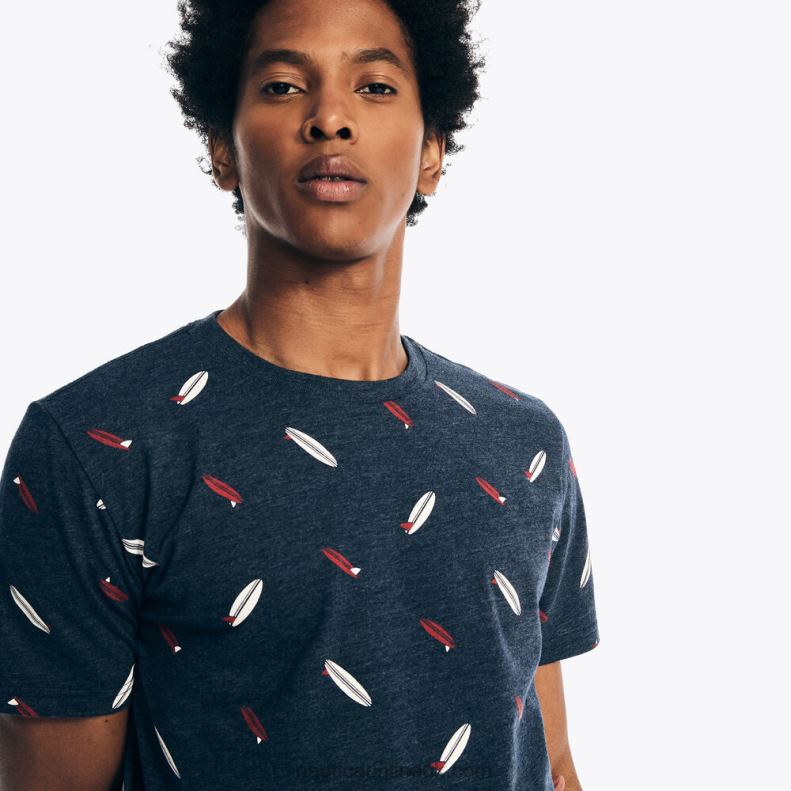 Nautica Sustainably Crafted Printed Crewneck T-Shirt L6J4L270 Navy Men